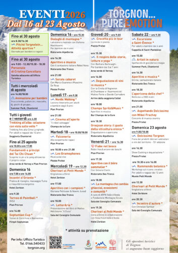 calendario agosto dal 16